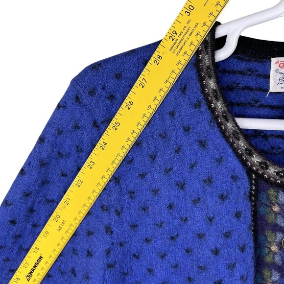 VTG Tally-Ho Womens XL Boiled Wool Cardigan Sweater Decorative Buttons Fair Isle - Picture 13 of 16